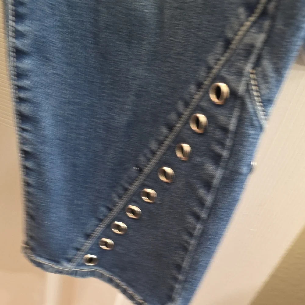 Baccini Blue Ankle Jeans with Eyelet Detail Size 12
